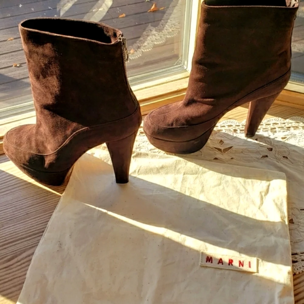 Marni HL Ankle Suede Leather Boots Style:#STMS616G12 EURO 40 US 9-9.5 - Picture 8 of 13